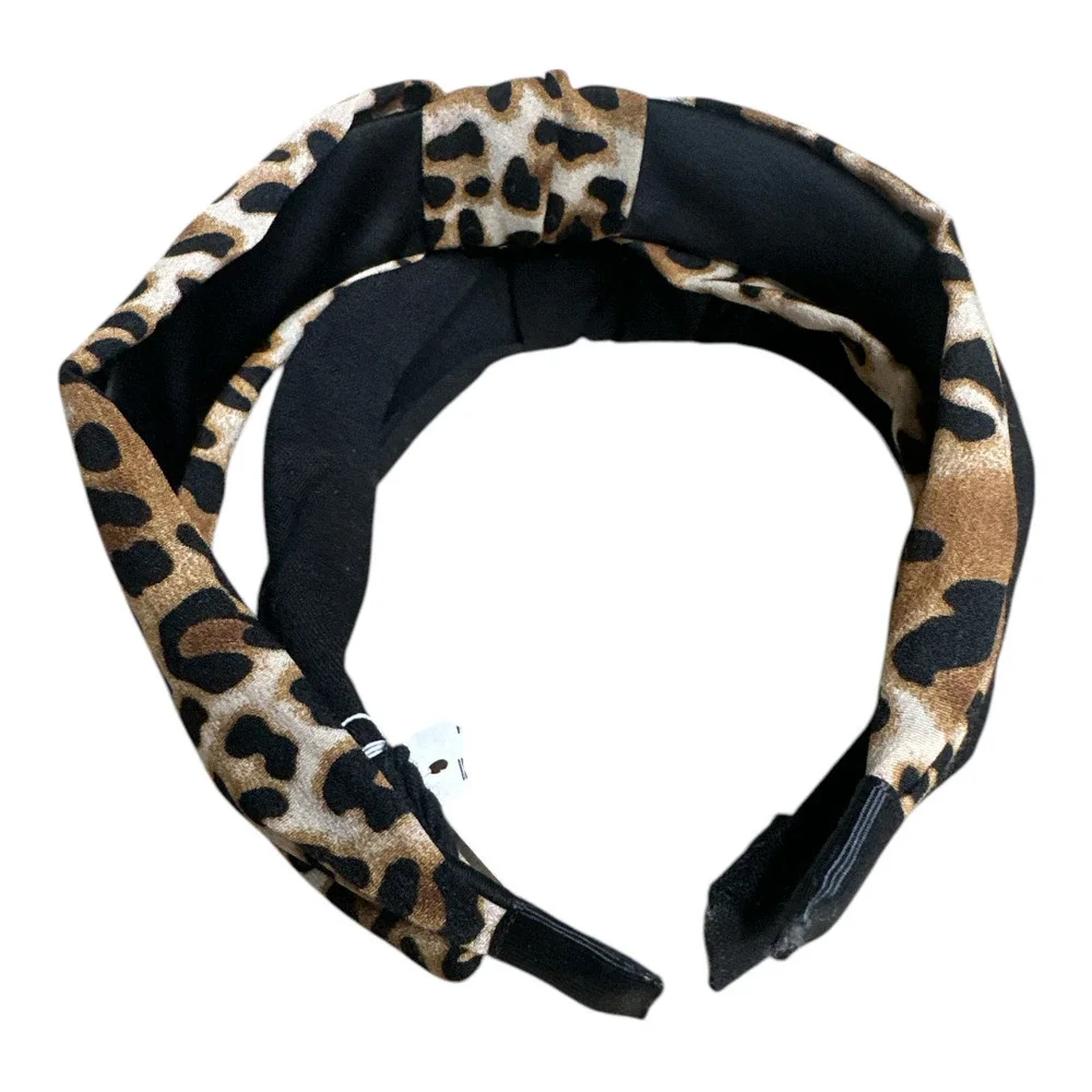Madewell Set Of 2 Black & Leopard Print Knotted Middle Headbands NWT - Picture 3 of 4